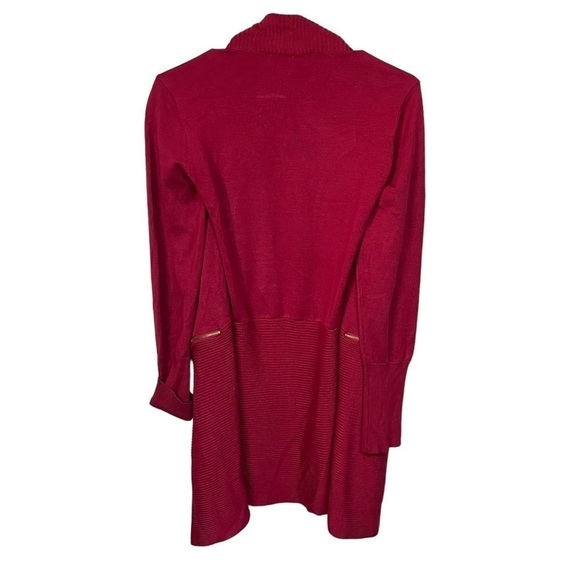 Magaschoni Red Ribbed Open Front Cardigan Medium - Picture 2 of 6